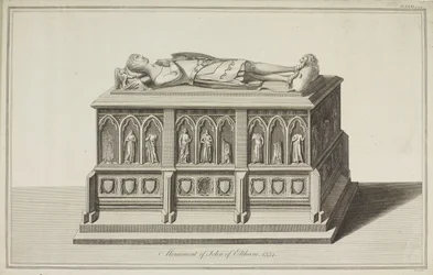Vista del monumento a Juan de Eltham, Conde de Cornualles en la Abadía de Westminster, c.1750